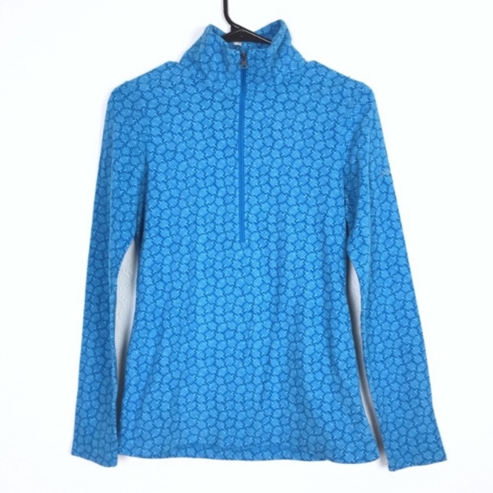 Columbia blue patterned fleece quarter zip pull over size xs hiking camping